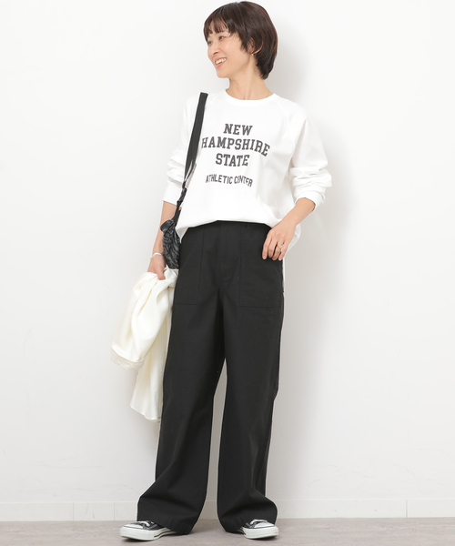 JOURNAL STANDARD relume(ジャーナルスタンダード レリューム)の「《追加》ラグランスリーブカレッジロングスリーブTEE(Tシャツ/カットソー・レディース・ピンク/ライトホワイト/オフホワイト/ブラック×ブラック・FREE)」の13枚目の写真