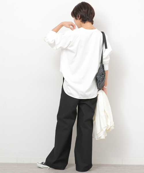 JOURNAL STANDARD relume(ジャーナルスタンダード レリューム)の「《追加》ラグランスリーブカレッジロングスリーブTEE(Tシャツ/カットソー・レディース・ピンク/ライトホワイト/オフホワイト/ブラック×ブラック・FREE)」の14枚目の写真