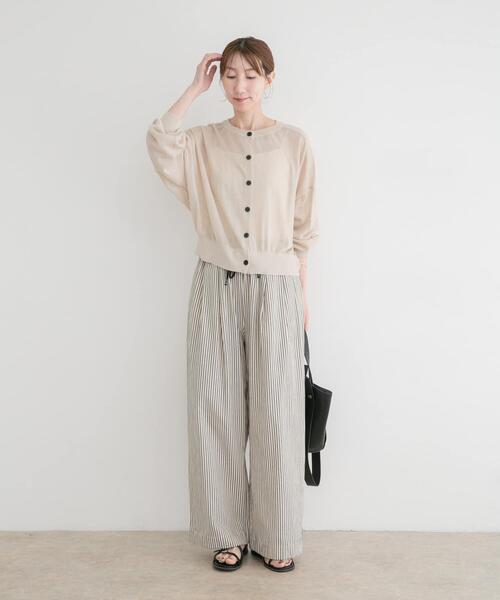 ITEMS URBANRESEARCH（アイテムズ アーバンリサーチ）の「エアリークルーネックカーディガン（カーディガン/ボレロ・レディース・ベージュ/ミント/ネイビー/ピンク・FREE）」の7枚目の写真