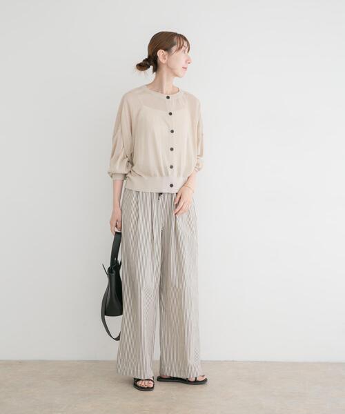 ITEMS URBANRESEARCH（アイテムズ アーバンリサーチ）の「エアリークルーネックカーディガン（カーディガン/ボレロ・レディース・ベージュ/ミント/ネイビー/ピンク・FREE）」の8枚目の写真