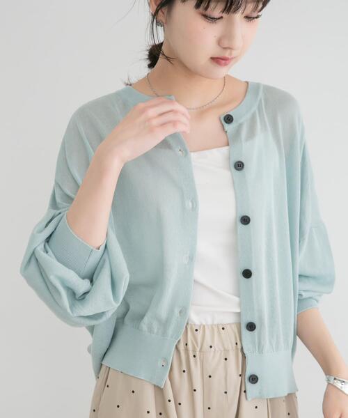 ITEMS URBANRESEARCH（アイテムズ アーバンリサーチ）の「エアリークルーネックカーディガン（カーディガン/ボレロ・レディース・ベージュ/ミント/ネイビー/ピンク・FREE）」の13枚目の写真