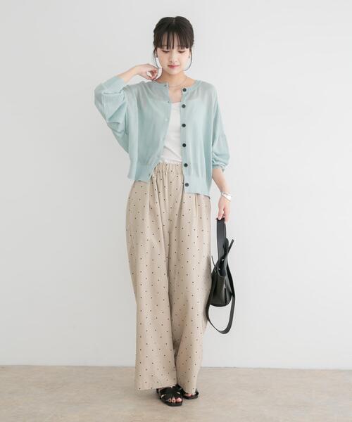 ITEMS URBANRESEARCH（アイテムズ アーバンリサーチ）の「エアリークルーネックカーディガン（カーディガン/ボレロ・レディース・ベージュ/ミント/ネイビー/ピンク・FREE）」の16枚目の写真