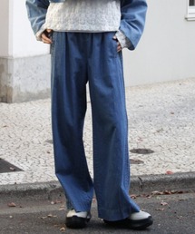 H.A.K | スーピマリネンラミーライトオンスデニムストレッチデニム　ピンタックパンツ(デニムパンツ)