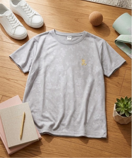 Disney(ディズニー)の「【DISNEY/ディズニー】胸ワンポイントキャラクター総柄DRYメッシュ半袖Tシャツ(吸水速乾)(Tシャツ/カットソー・レディース・杢グレー/ブラック/ライム/ピンク・MEDIUM/LARGE)」の2枚目の写真