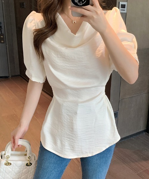 Aelina(エリナ)の「サテンリボンシャツ(シャツ/ブラウス・レディース・ベージュ/パープル・FREE)」の18枚目の写真