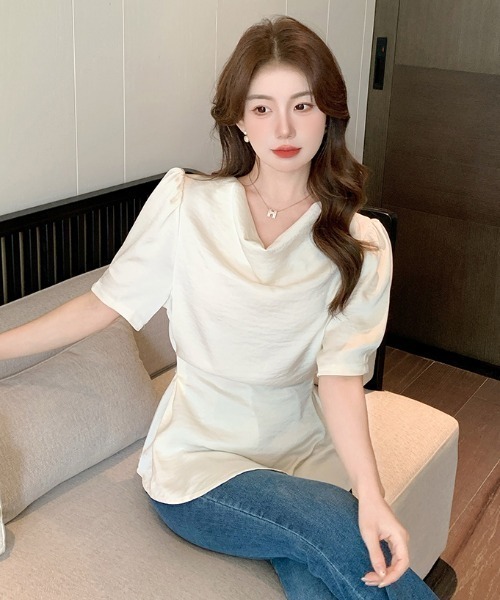 Aelina(エリナ)の「サテンリボンシャツ(シャツ/ブラウス・レディース・ベージュ/パープル・FREE)」の20枚目の写真