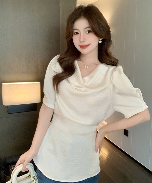 Aelina(エリナ)の「サテンリボンシャツ(シャツ/ブラウス・レディース・ベージュ/パープル・FREE)」の22枚目の写真