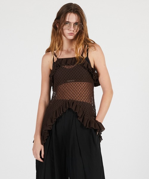 PRANK PROJECT(プランクプロジェクト)の「シアーニットチュニック / Sheer Knit Tunic(チュニック・レディース・ブラウン/ブラック・FREE)」の1枚目の写真