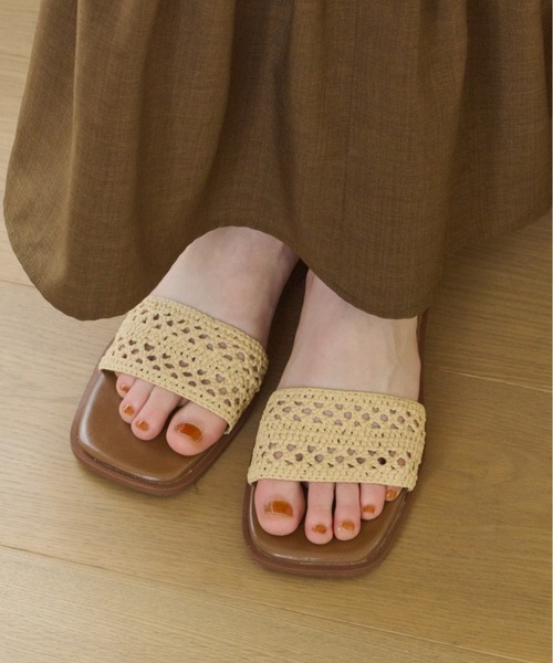 natural crochet flat sandals/ナチュラルクロシェフラットサンダル