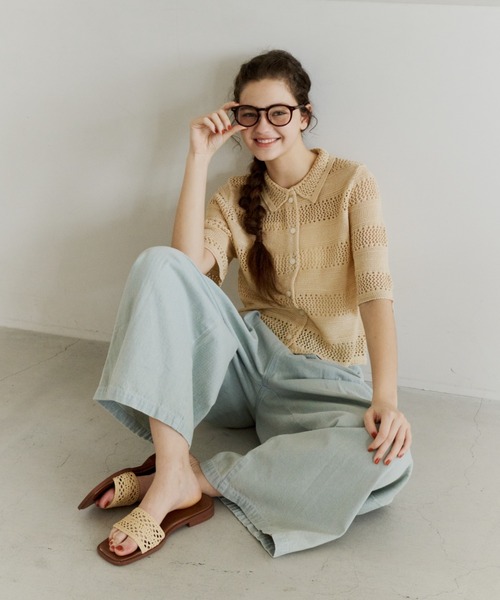 OLUN(オルン)の「natural crochet flat sandals/ナチュラルクロシェフラットサンダル(サンダル・レディース・ベージュ/ブラウン・LARGE/MEDIUM/SMALL/LL)」の20枚目の写真