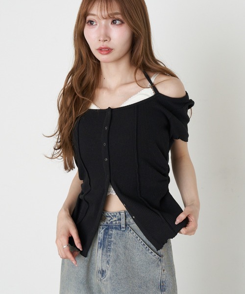 RAY CASSIN（レイカズン）の「【マルチウェイ】釦開きクロス紐半袖Tシャツ / カーディガン（Tシャツ/カットソー・レディース・ベージュ/チャコールグレー/ブラック/アイボリー・FREE）」の19枚目の写真
