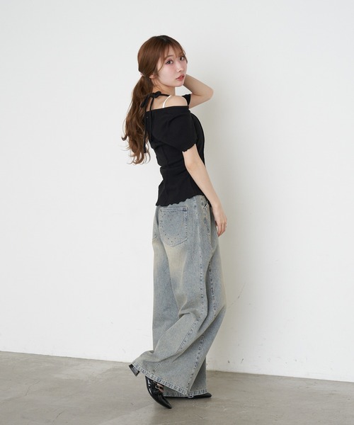 RAY CASSIN（レイカズン）の「【マルチウェイ】釦開きクロス紐半袖Tシャツ / カーディガン（Tシャツ/カットソー・レディース・ベージュ/チャコールグレー/ブラック/アイボリー・FREE）」の18枚目の写真
