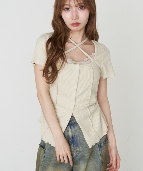 RAY CASSIN（レイカズン）の「【マルチウェイ】釦開きクロス紐半袖Tシャツ / カーディガン（Tシャツ/カットソー・レディース・ベージュ/チャコールグレー/ブラック/アイボリー・FREE）」の20枚目の写真