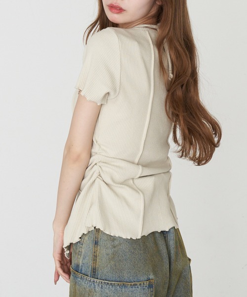 RAY CASSIN（レイカズン）の「【マルチウェイ】釦開きクロス紐半袖Tシャツ / カーディガン（Tシャツ/カットソー・レディース・ベージュ/チャコールグレー/ブラック/アイボリー・FREE）」の21枚目の写真
