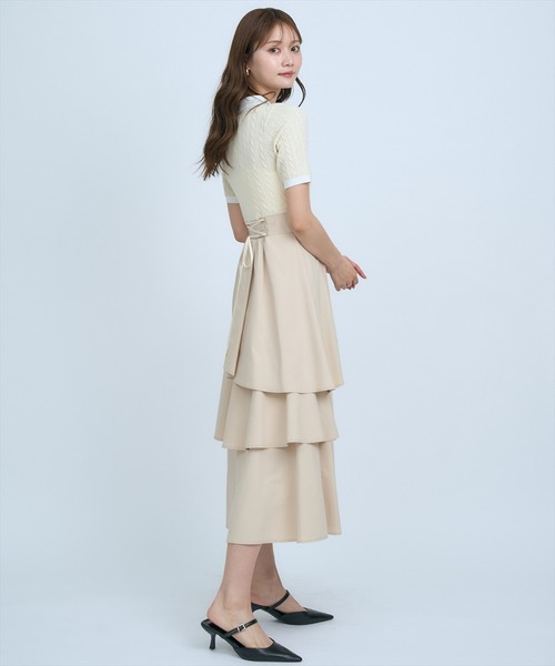 AND COUTURE(アンドクチュール)の「イレギュラーヘムドッキングワンピース(ワンピース・レディース・ベージュ/ネイビー・FREE)」の22枚目の写真
