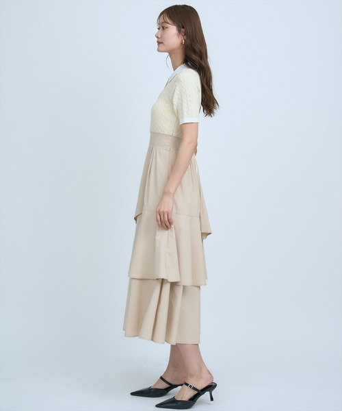 AND COUTURE(アンドクチュール)の「イレギュラーヘムドッキングワンピース(ワンピース・レディース・ベージュ/ネイビー・FREE)」の21枚目の写真