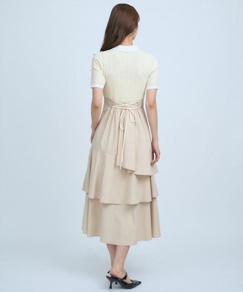 AND COUTURE(アンドクチュール)の「イレギュラーヘムドッキングワンピース(ワンピース・レディース・ベージュ/ネイビー・FREE)」の20枚目の写真