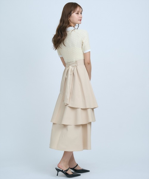 AND COUTURE(アンドクチュール)の「イレギュラーヘムドッキングワンピース(ワンピース・レディース・ベージュ/ネイビー・FREE)」の17枚目の写真