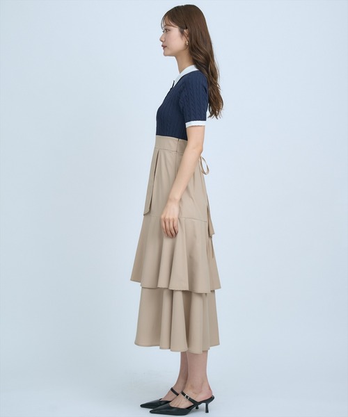 AND COUTURE(アンドクチュール)の「イレギュラーヘムドッキングワンピース(ワンピース・レディース・ベージュ/ネイビー・FREE)」の13枚目の写真