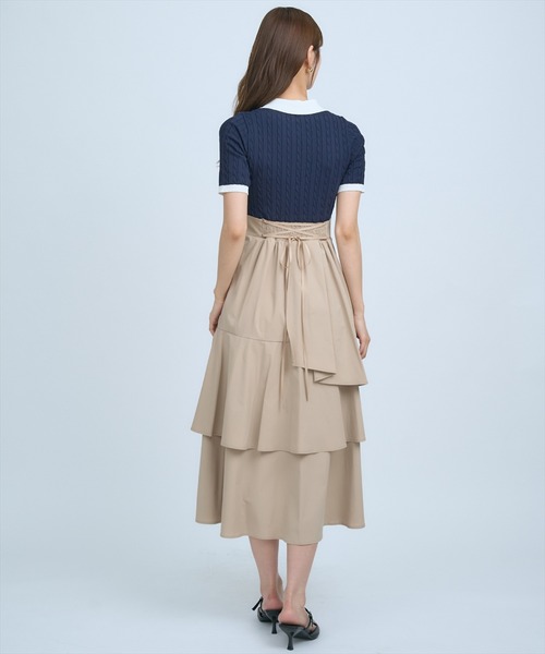 AND COUTURE(アンドクチュール)の「イレギュラーヘムドッキングワンピース(ワンピース・レディース・ベージュ/ネイビー・FREE)」の12枚目の写真
