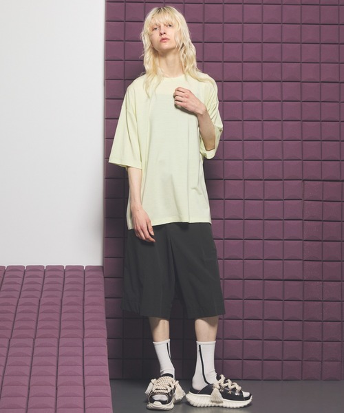 MAISON SPECIAL(メゾンスペシャル)の「《UNISEX》Wool Yarn Prime-Over Short Sleeve Crew Neck T-Shirt/ウールヤーンプライムオーバーショートスリーブクルーネックTシャツ【MAISON SPECIAL/メゾンスペシャル】(Tシャツ/カットソー・メンズ・ブラック/アイボリー/ピンク/ライトグリーン・2/1/0)」の8枚目の写真