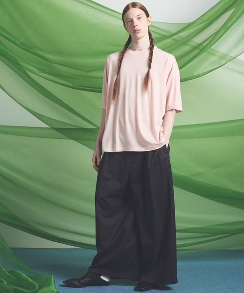 MAISON SPECIAL(メゾンスペシャル)の「《UNISEX》Wool Yarn Prime-Over Short Sleeve Crew Neck T-Shirt/ウールヤーンプライムオーバーショートスリーブクルーネックTシャツ【MAISON SPECIAL/メゾンスペシャル】(Tシャツ/カットソー・メンズ・ブラック/アイボリー/ピンク/ライトグリーン・2/1/0)」の6枚目の写真