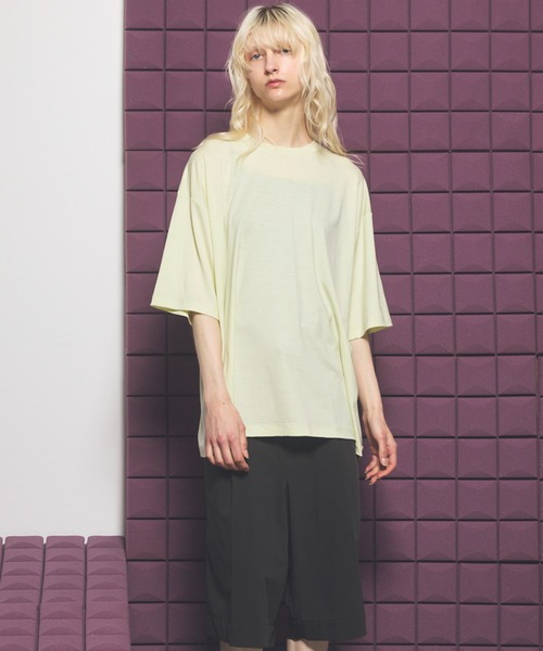 MAISON SPECIAL(メゾンスペシャル)の「《UNISEX》Wool Yarn Prime-Over Short Sleeve Crew Neck T-Shirt/ウールヤーンプライムオーバーショートスリーブクルーネックTシャツ【MAISON SPECIAL/メゾンスペシャル】(Tシャツ/カットソー・メンズ・ブラック/アイボリー/ピンク/ライトグリーン・2/1/0)」の16枚目の写真