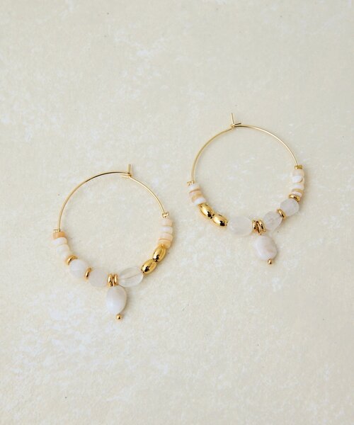 ear PAPILLONNER(イアパピヨネ)の「ワントーンフープピアス(ピアス(両耳用)・レディース・ブラウン/ホワイト・FREE)」の3枚目の写真