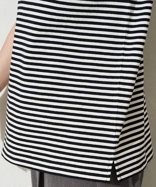 FREAK'S STORE(フリークスストア)の「限定展開 ボーダー ノースリーブ Tシャツ(Tシャツ/カットソー・レディース・ブラック/チャコールグレー/ネイビー/イエロー/ブラウン/レッド・フリ-)」の7枚目の写真