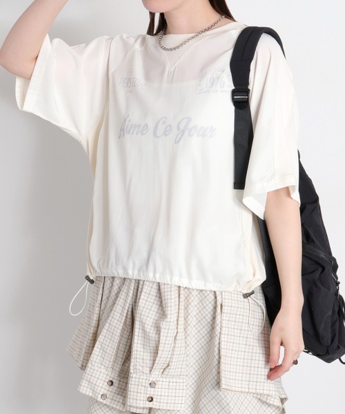 cepo（セポ）の「シアーユニフォームデザインドロストTee（Tシャツ/カットソー・レディース・ブラック/サックスブルー/オフホワイト・M）」の7枚目の写真