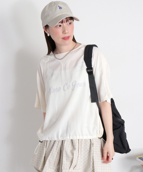 cepo（セポ）の「シアーユニフォームデザインドロストTee（Tシャツ/カットソー・レディース・ブラック/サックスブルー/オフホワイト・M）」の6枚目の写真
