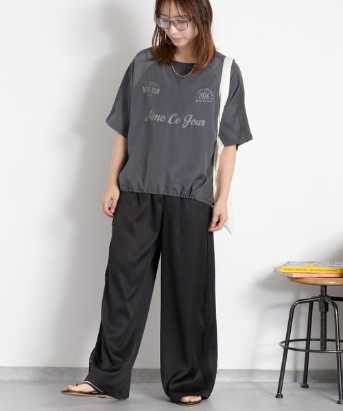 cepo（セポ）の「シアーユニフォームデザインドロストTee（Tシャツ/カットソー・レディース・ブラック/サックスブルー/オフホワイト・M）」の9枚目の写真
