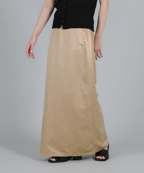 select MOCA Et（セレクトモカエト）の「【Et】Matte Satin I-line Long Skirt（スカート・レディース・ベージュ/チャコール・FREE）」の2枚目の写真