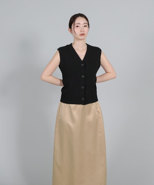 select MOCA Et（セレクトモカエト）の「【Et】Matte Satin I-line Long Skirt（スカート・レディース・ベージュ/チャコール・FREE）」の10枚目の写真