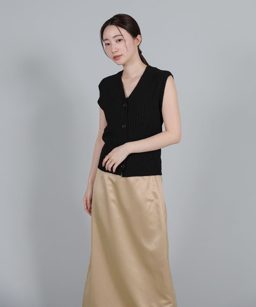 select MOCA Et（セレクトモカエト）の「【Et】Matte Satin I-line Long Skirt（スカート・レディース・ベージュ/チャコール・FREE）」の11枚目の写真