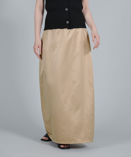 select MOCA Et（セレクトモカエト）の「【Et】Matte Satin I-line Long Skirt（スカート・レディース・ベージュ/チャコール・FREE）」の6枚目の写真