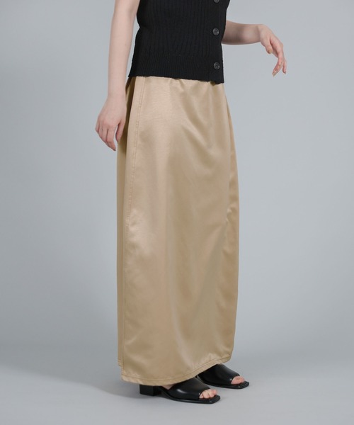 select MOCA Et（セレクトモカエト）の「【Et】Matte Satin I-line Long Skirt（スカート・レディース・ベージュ/チャコール・FREE）」の7枚目の写真
