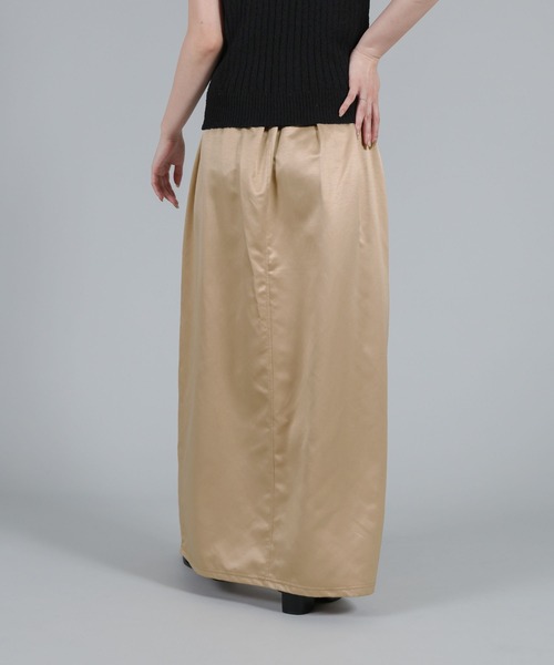 select MOCA Et（セレクトモカエト）の「【Et】Matte Satin I-line Long Skirt（スカート・レディース・ベージュ/チャコール・FREE）」の9枚目の写真