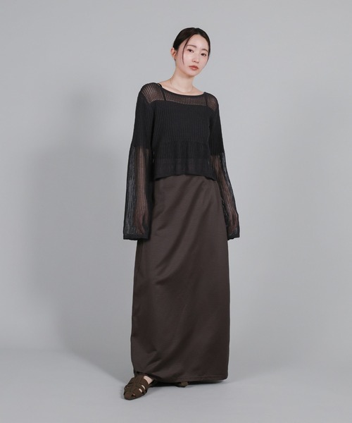select MOCA Et（セレクトモカエト）の「【Et】Matte Satin I-line Long Skirt（スカート・レディース・ベージュ/チャコール・FREE）」の16枚目の写真
