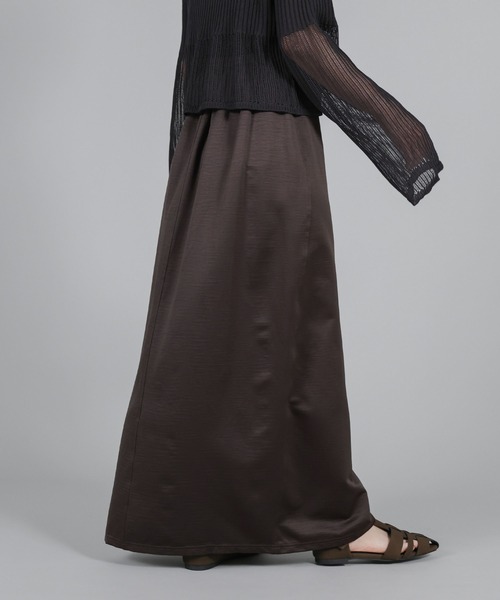 select MOCA Et（セレクトモカエト）の「【Et】Matte Satin I-line Long Skirt（スカート・レディース・ベージュ/チャコール・FREE）」の15枚目の写真