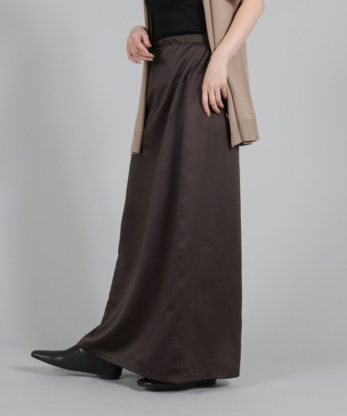 select MOCA Et（セレクトモカエト）の「【Et】Matte Satin I-line Long Skirt（スカート・レディース・ベージュ/チャコール・FREE）」の22枚目の写真
