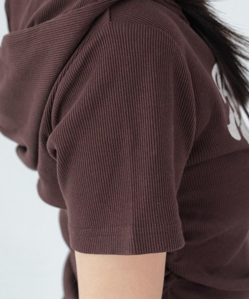 WEGO(ウィゴー)の「WEGO/レースアップフードちびT(Tシャツ/カットソー・レディース・スミクロ/ブラウン/その他1・FREE)」の7枚目の写真