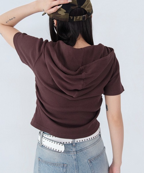 WEGO(ウィゴー)の「WEGO/レースアップフードちびT(Tシャツ/カットソー・レディース・スミクロ/ブラウン/その他1・FREE)」の12枚目の写真