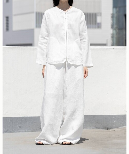 Bshop(ビショップ)の「eunoia | リネンギャザーパンツ WOMEN(その他パンツ・レディース・ブラック/ホワイト・S)」の15枚目の写真