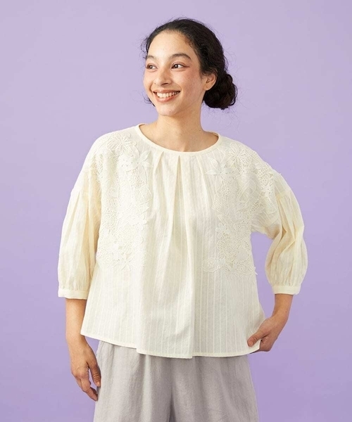 Jocomomola(ホコモモラ)の「Miguelde Cervantes レース付きブラウス(シャツ/ブラウス・レディース・アイボリー/ブラック・40)」の10枚目の写真