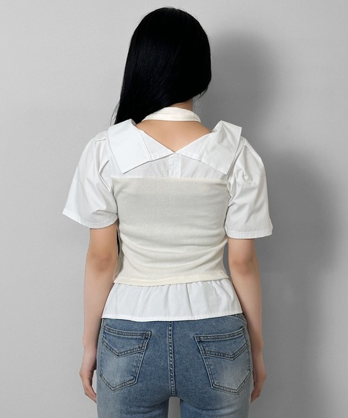FOLLOWIN(フォロウィン)の「【マフラー付き/3COLOR】レイヤードビスチェシャツ(シャツ/ブラウス・レディース・グレー/ホワイト/ブラック・FREE)」の15枚目の写真