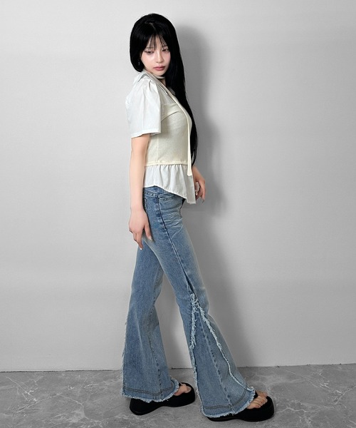 FOLLOWIN(フォロウィン)の「【マフラー付き/3COLOR】レイヤードビスチェシャツ(シャツ/ブラウス・レディース・グレー/ホワイト/ブラック・FREE)」の16枚目の写真