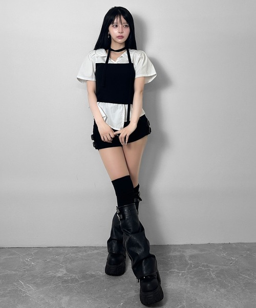 FOLLOWIN(フォロウィン)の「【マフラー付き/3COLOR】レイヤードビスチェシャツ(シャツ/ブラウス・レディース・グレー/ホワイト/ブラック・FREE)」の21枚目の写真
