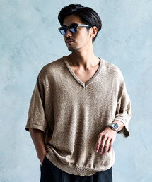 CavariA（キャバリア）の「『CavariA/キャバリア』【接触冷感】ウォッシャブルVネック半袖ニット（ニット/セーター）」