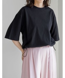 コットン天竺裾ドロストクロップドTシャツ